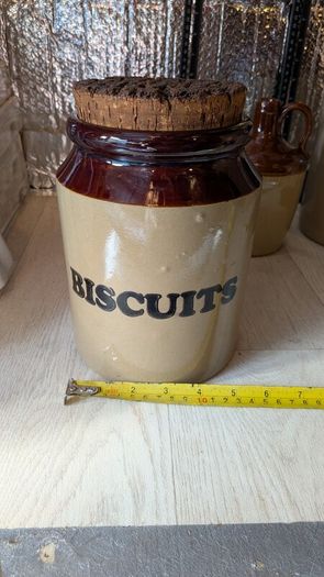 Vintage Pearsons of Chesterfield Stoneware Kitchen Set, Biscuits Jar, Sherry Dispenser and jar