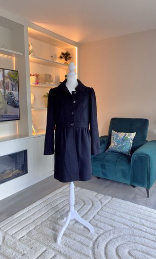 Ladies Black Peplum Coat from H&M Size: UK 12 / EU 40