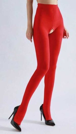 Sexy  red crotchless pantyhose for crossdressers and girls