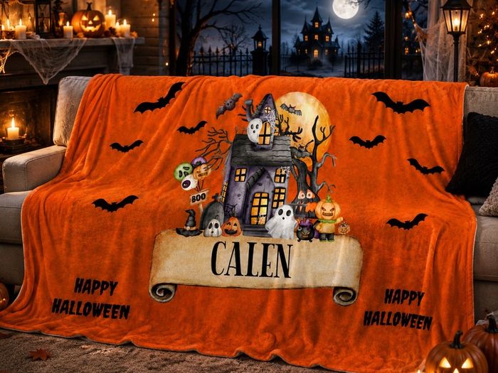 Personalised Halloween Fleece Blanket