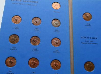 Farthings 1937 - 1956 Album With Full Set 24 Coins