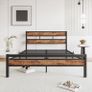 Double Bed Frame with Wooden Headboard Image 2