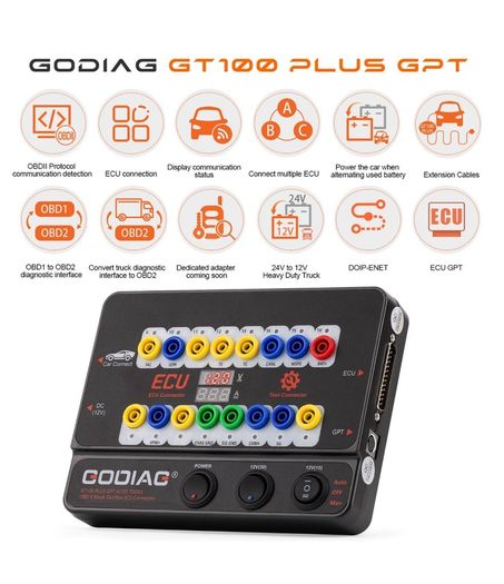 Godiag Gt100 Plus Gpt Enet Doip 24v-12v Auto Tools Obd Ii Break Out Box Ecu Connector