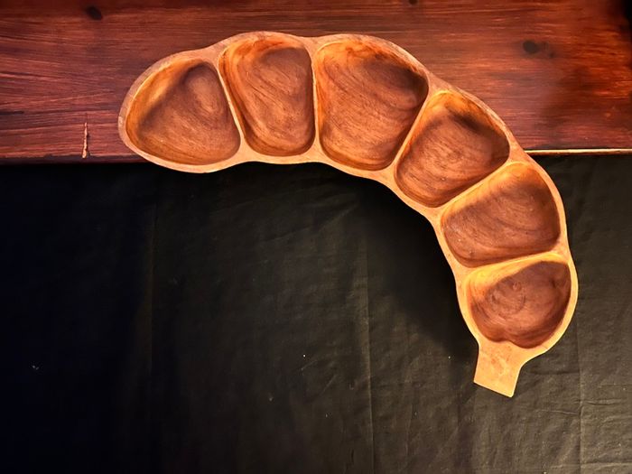 Beautiful Wooden Hand-Carved Serving Dish (7 Compartments