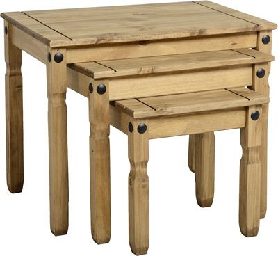 Corona Nest Of Tables in Distressed Waxed Pine