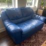 Blue Leather Sofa - 2 Seater Image 3