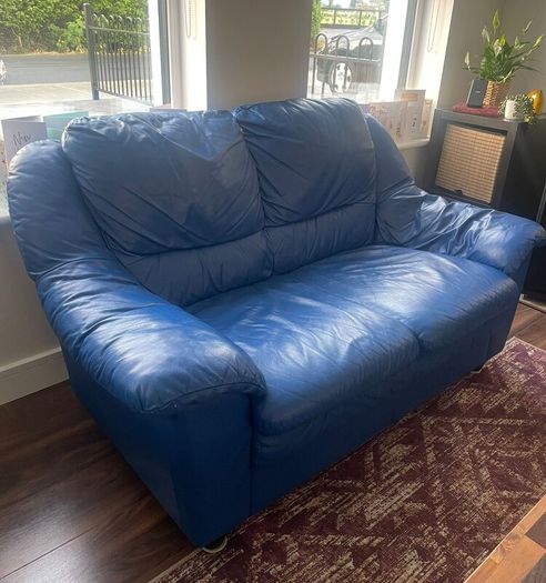 2 Seater Sofa - Blue Leather