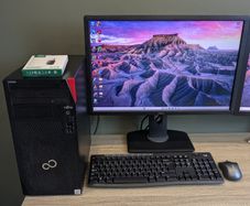 Intel i7 10th Gen CPU Fujitsu Esprimo P5010 Tower PC with 16GB DDR4 24" LCD Windows 11 & Office 2024 Pro, 1TB NVMe, Wifi, Bluetooth