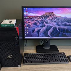 Intel i7 10th Gen CPU Fujitsu Esprimo P5010 Tower PC with 16GB DDR4 24" LCD Windows 11 & Office 2024 Pro, 1TB NVMe, Wifi, Bluetooth