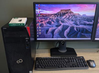 Intel i7 10th Gen CPU Fujitsu Esprimo P5010 Tower PC with 16GB DDR4 24" LCD Windows 11 & Office 2024 Pro, 1TB NVMe, Wifi, Bluetooth