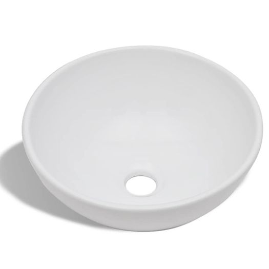 Bathroom Basin with Mixer Tap Ceramic Round White