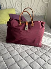 La Bagagerie bordeaux/burgundy nylon travel tote or weekend bag
