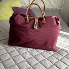 La Bagagerie bordeaux/burgundy nylon travel tote or weekend bag