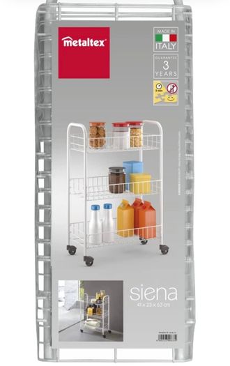 Service Trolley Siena with 3 Stages, Metal, White, 23 x 41 x 63 cm (FREE POSTAGE)