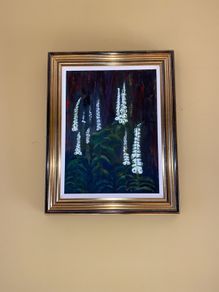 Fox glove oil painting on canvas including gold frame