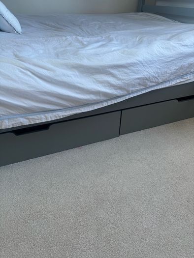 Grey Double and single bunk bed with two large storage drawers