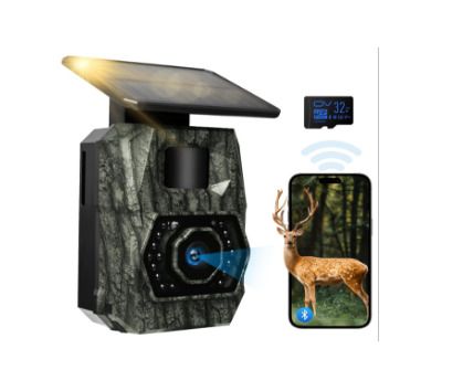 MAXDONE Solar WiFi Wildlife Camera 4K 64MP with Night Vision Motion Activated