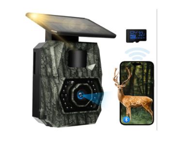 MAXDONE Solar WiFi Wildlife Camera 4K 64MP with Night Vision Motion Activated