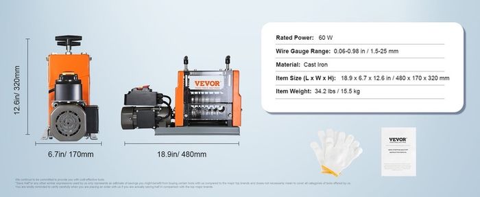 Electric Wire Stripping Machine 60W 1.5-25mm