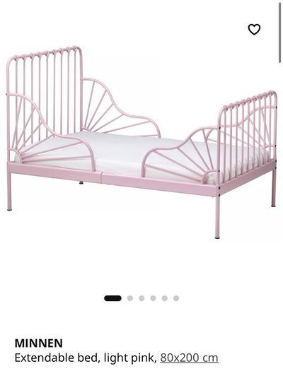 IKEA Pink Minnen Extendable Kids Bed and Mattress