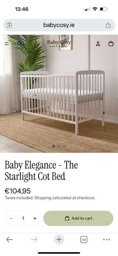 Baby Elegance Cot & new Mamas Papas mattress