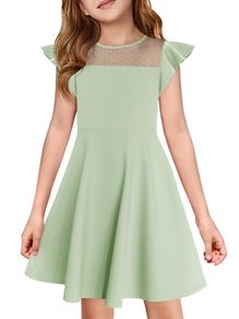 Brand New Girls' Ruffled Princess Party Dress A-Line Mesh - Light Green 160.