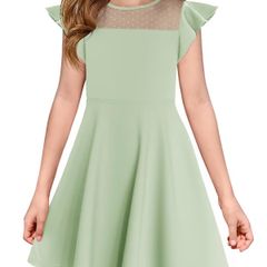 Brand New Girls' Ruffled Princess Party Dress A-Line Mesh - Light Green 160.