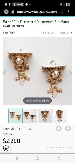 A Pair of Nineteenth Century Creamware Wall Brackets