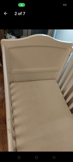 White Baby Cot with mattress with removable washable mattress protector