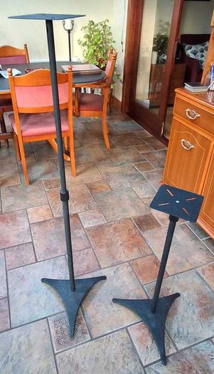 Sanus adjustable height metal speaker stands