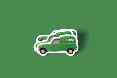 An Post Renault 4 Retro Van Glossy Stickers 3-Pack