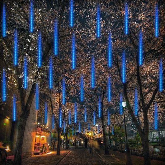 NEW SALE- Meteor Shower Rain Lights, Rilitor Falling Rain Lights Waterproof 192 LEDs 8 Tubes 11.8 inch Drop Icicle Fairy String Lights for Christmas Halloween