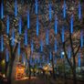 NEW SALE- Meteor Shower Rain Lights, Rilitor Falling Rain Lights Waterproof 192 LEDs 8 Tubes 11.8 inch Drop Icicle Fairy String Lights for Christmas Halloween Image 8