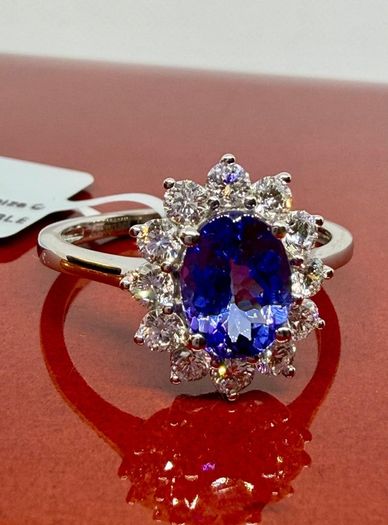 Diamond 950 Platinum AAA Tanzanite & Lab Grown Diamond