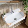 Bathroom Ceramic Wash Basin Sink White, 46x31cm) - Countertop or Wall Mounted Rectangular Basin,Slim Edge & Storage Ledge Design White, 46  31cm Image 3