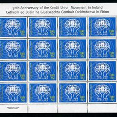 2008 Ireland 50th Anniversary of the Credit Union Movement in Ireland Commemorative Stamp Sheetlet Plate 1A1A1A1A Mint Never Hinged (MNH)