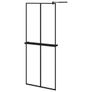 Walk-in Shower Wall with Shelf Black 80x195 cm ESG Glass&Aluminium Image 3