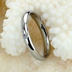 Stainless Steel & Crystal 3mm Ring