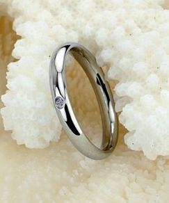 Stainless Steel & Crystal 3mm Ring