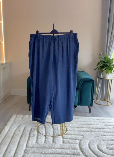 Ladies Lightweight, Elastic-waist Navy Trousers from Shein Curve