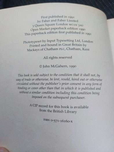 John McGahern, Amongst Women 1991 Faber Paperback