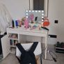 Double bed with mattress and table. Image 2