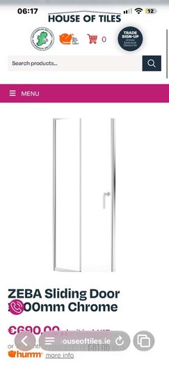sonas zena shower door 1200mm chrome.