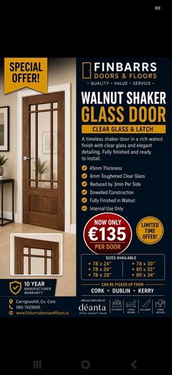Deanta Walnut Nm9g Clear Glass Doors
