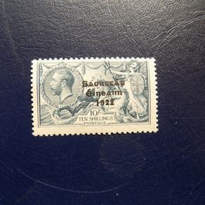 Ireland 1922 Definitive stamp Overprint.10/-.Mint hinged.Catalogue Value 260 Euro.Ten Shillings.Wide Date.1927/28 Issue.