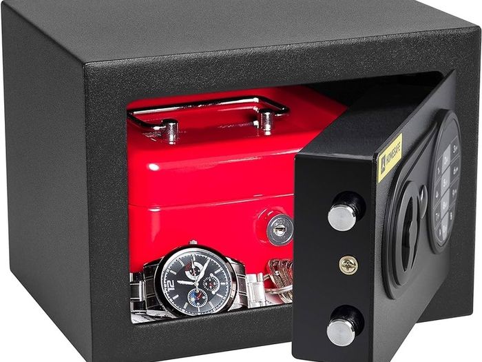 NEW SALE | Electronic Safe, 17x23x17cm (HxWxD), Carbon Satin Black