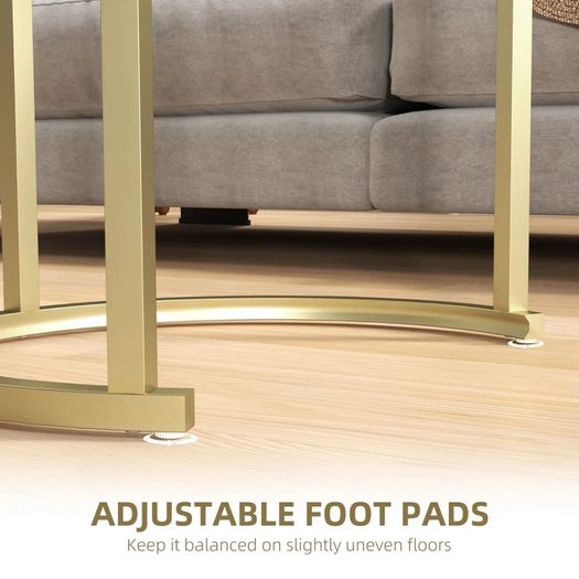 Modern Coffee Table Set of 2, Nest of Tables with Steel Frame and Tempered Glass Tabletop, Side Tables for Living Room Bedroom, Clear
