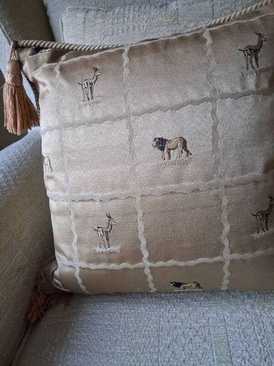Beautiful Unused Cushion Cover with Gold Tassels