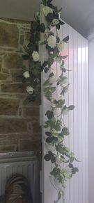 Selection 5 - 2 x White Rose Garlands Garland  Fake Artificial Flowers   with 17 flowers on each , approx 2.5m long each Wedding Arch