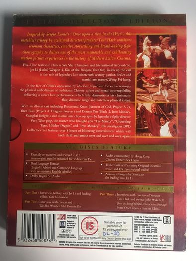 Once Upon A Time In China (Trilogy Boxset) Jet Li [DVD Digipack 3xMovies]